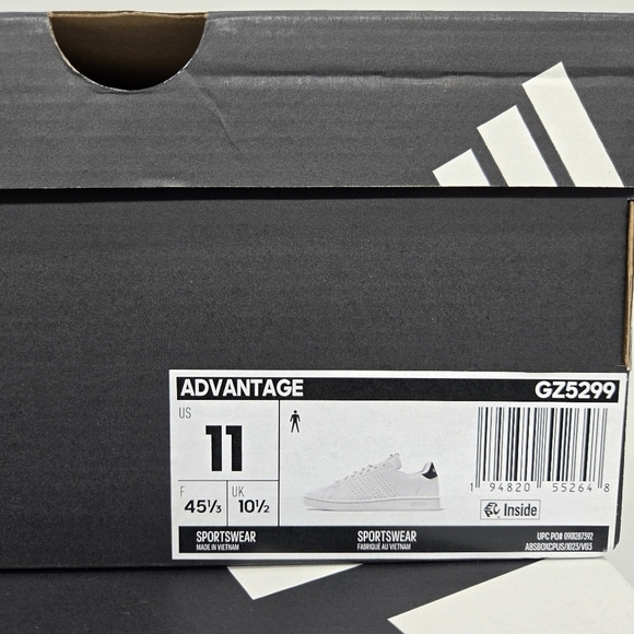 New Adidas Advantage \'White Legend Ink\' Men\'s Tennis Shoes Size 11